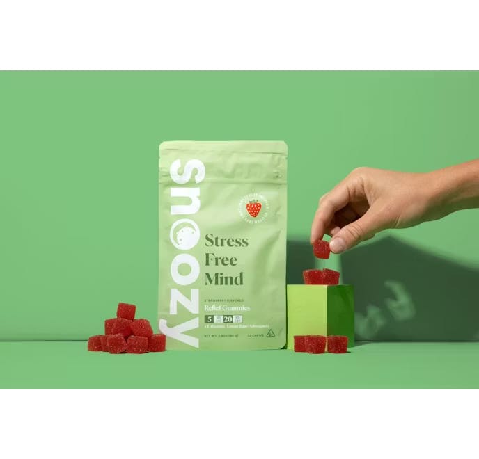 Product Snoozy - Strawberry Stress Free Mind - 5mg THC - 20mg CBD - Gummy