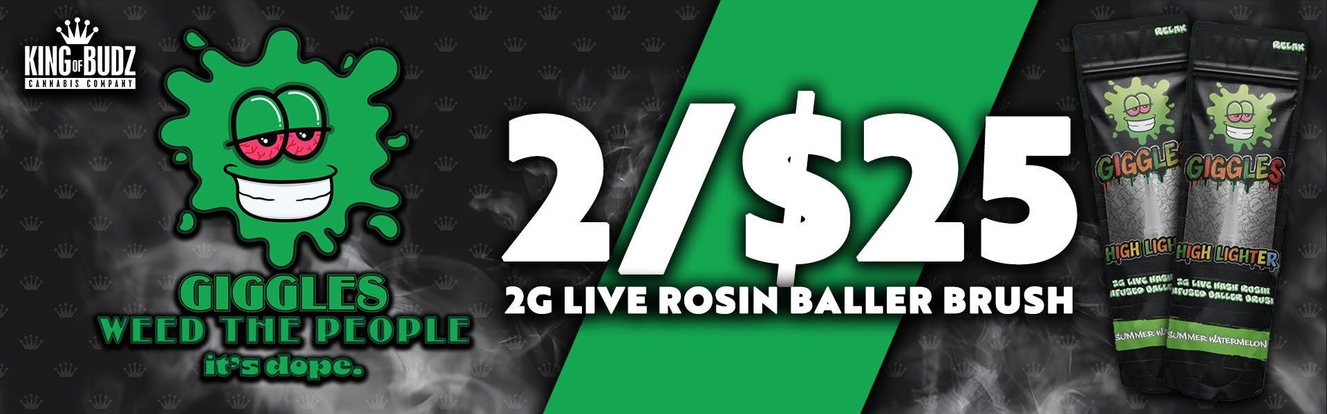 Giggles 2g Live Rosin Baller Brush- 2 for $25