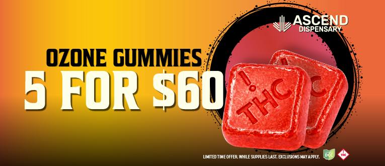 5/$60 Ozone 100mg Gummies Packs