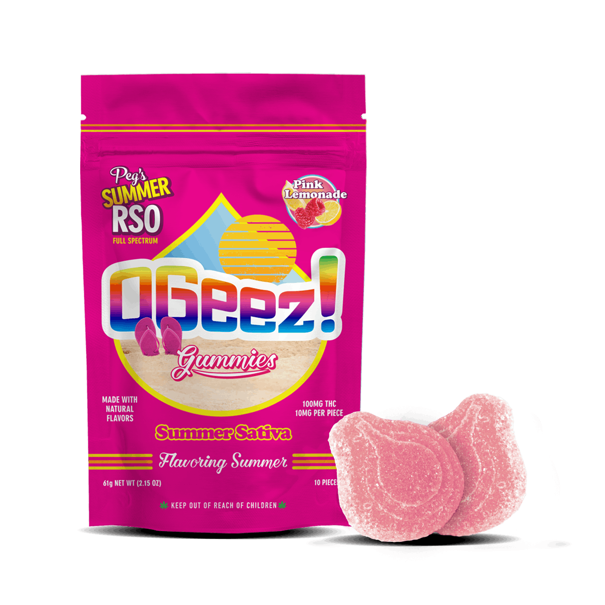 OGeez! Peg's Summer Pink Lemonade RSO Gummies