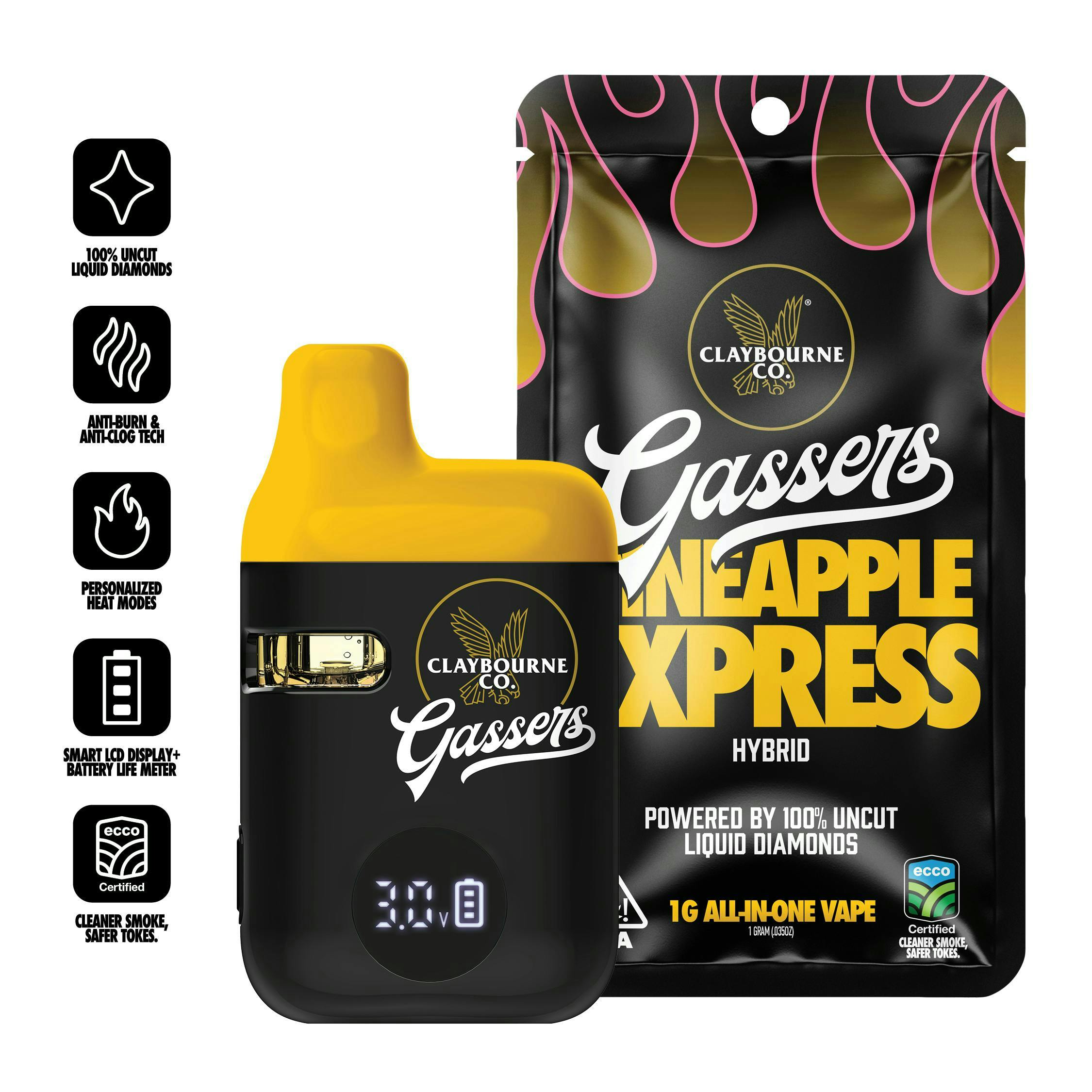 TO LABO HONEY PIERCE 片耳用×2個セット　シトリン Claybourne Co. Liquid Diamond Gassers Pineapple Express Vape - The