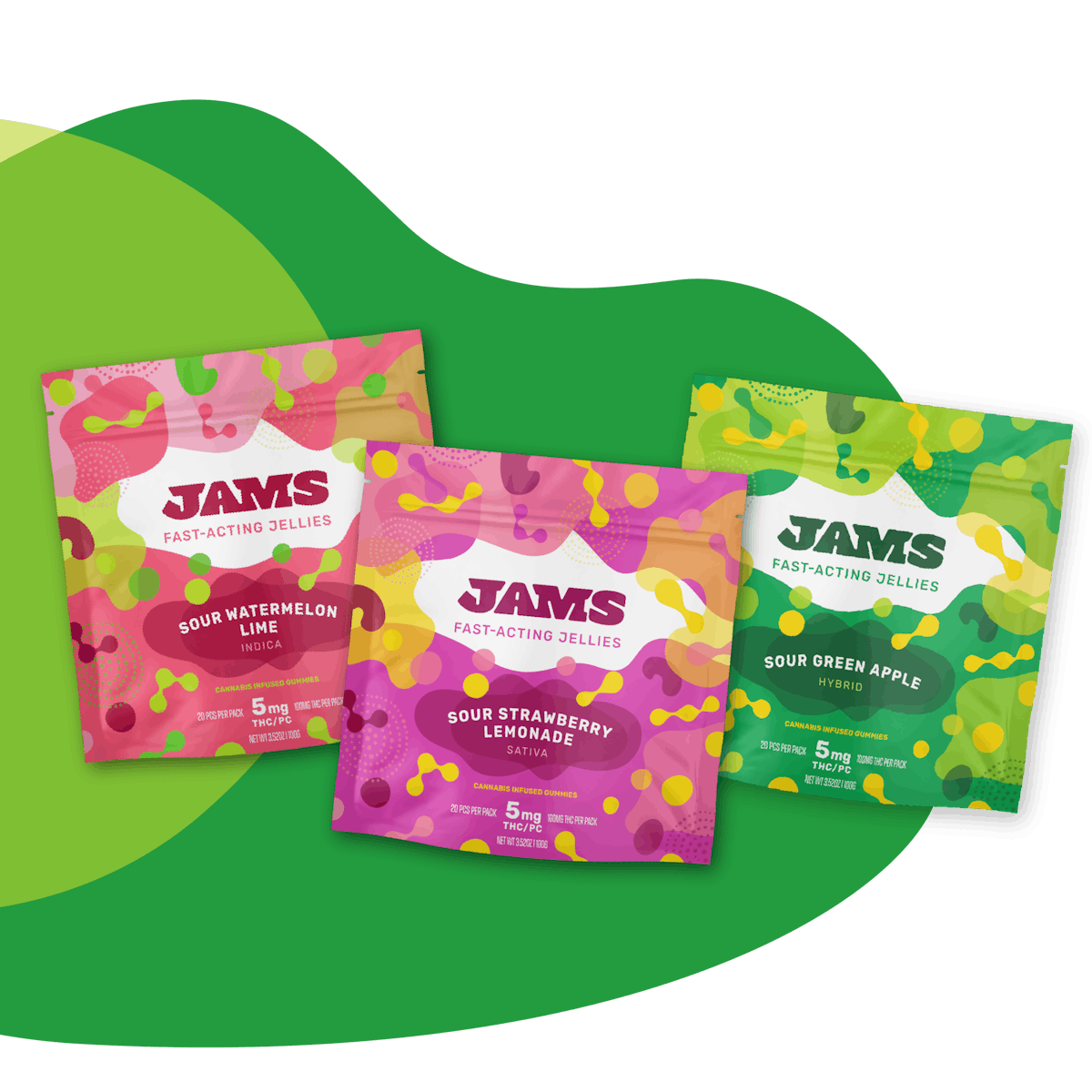 Photo of JAMS l Fast Acting Sour Strawberry Lemonade Jellies 20pk l 100mg