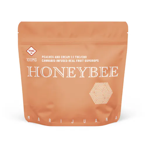 Honeybee | Peaches and Cream Gumdrops 1:1 THC:CBD | 100mg (20pk)-1