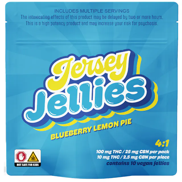 Jersey Jellies Gummies Blueberry Lemon Pie 4 THC : 1 CBN 10pk/100mg (indica, 2.8g)