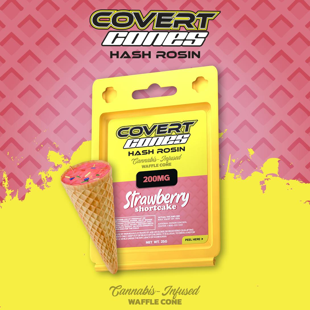 Product: Covert Cups | Hash Rosin Cones - 200mg - Strawberry Shortcake