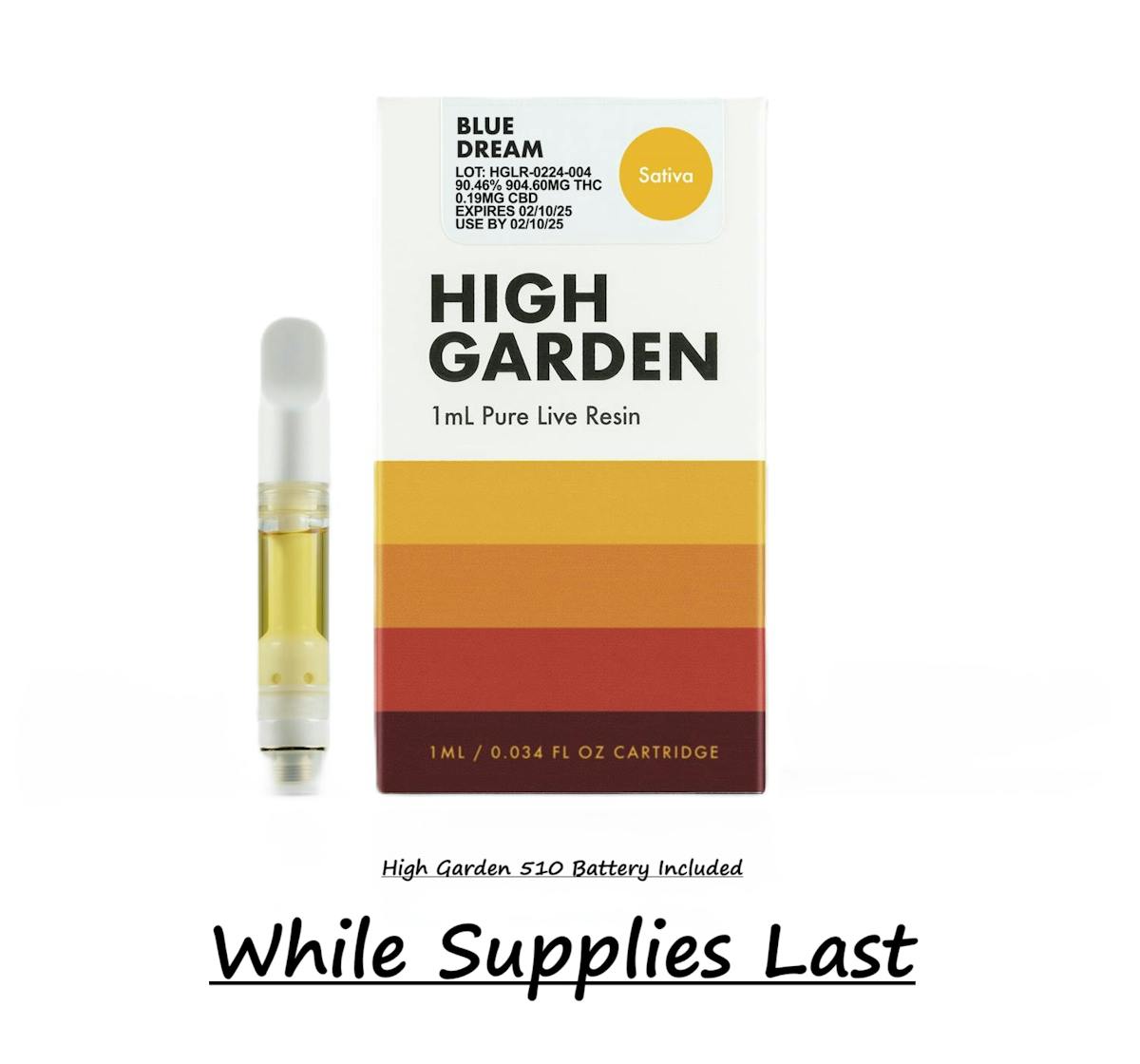 Photo of High Garden | Blue Dream Live Resin Vape Cartridge 1ML