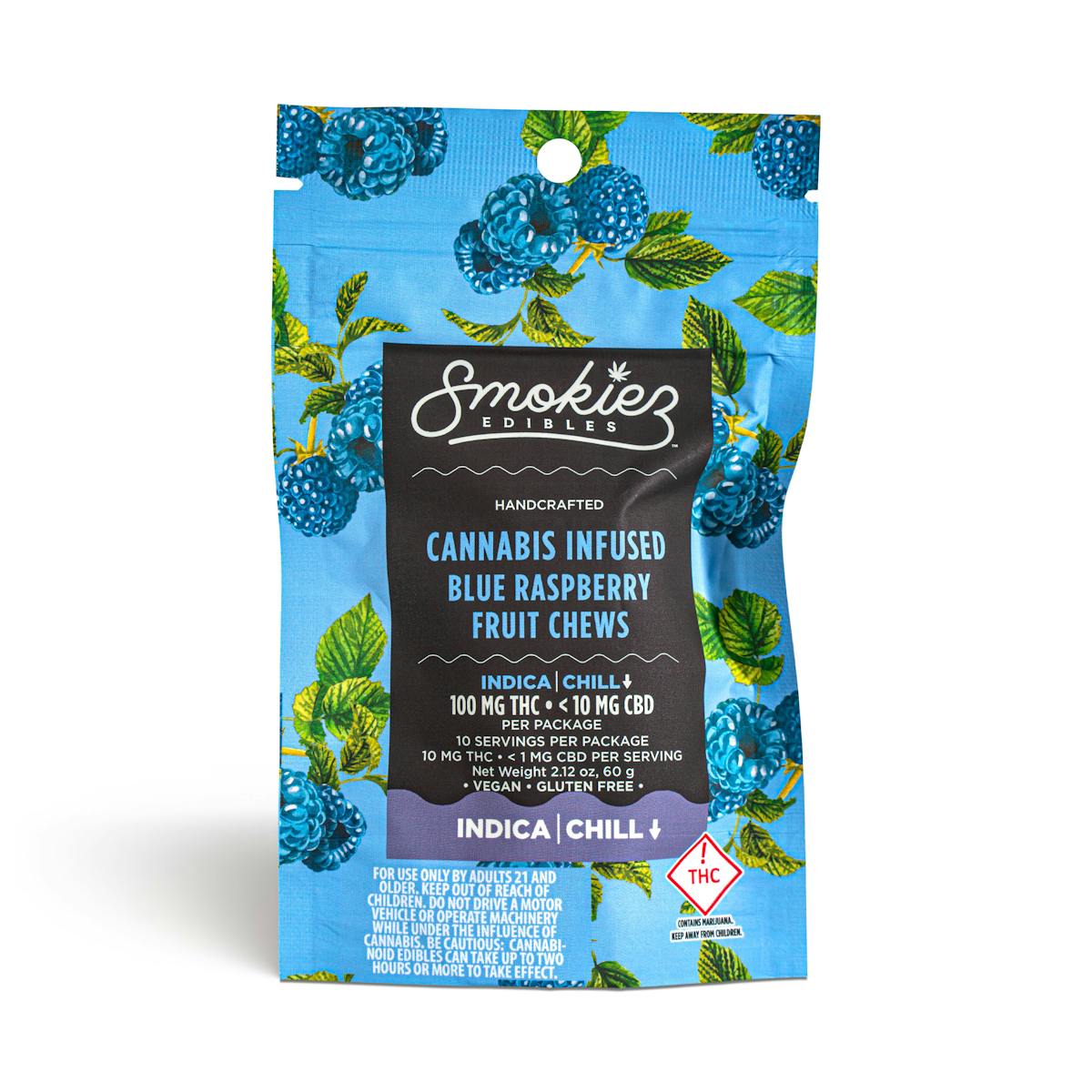 Photo of Sweet Blue Raspberry Fruit Chews (Indica) – 100mg