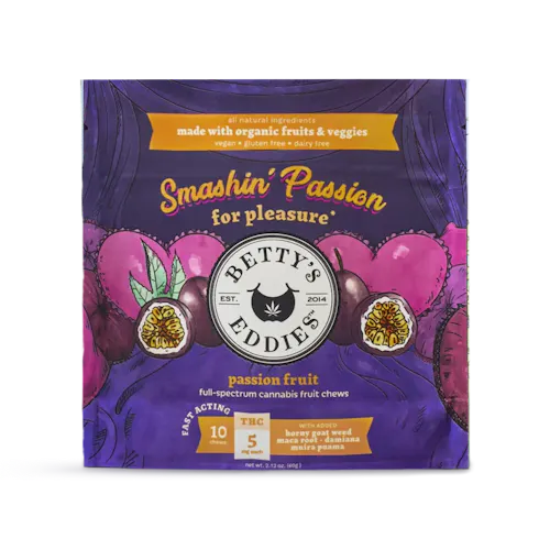 Smashin Passion Fruit – 10pk 50mg – Bettys Eddies Fruit Chews-active