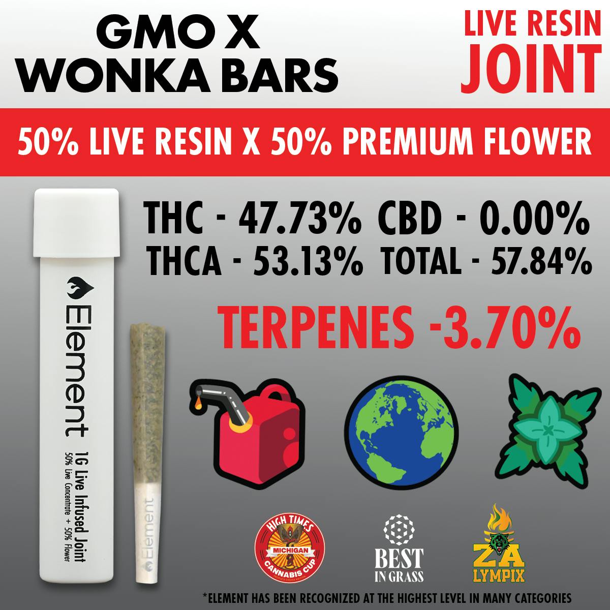 Element x Ragged Wizard - 1g Live Resin Joint - GMO x Wonka Bars
