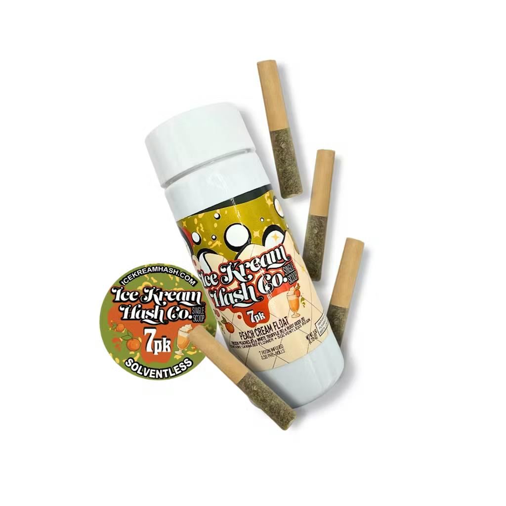 Ice Kream Hash - 7-Pack .5g Rosin Infused Prerolls - Peach Cream Float