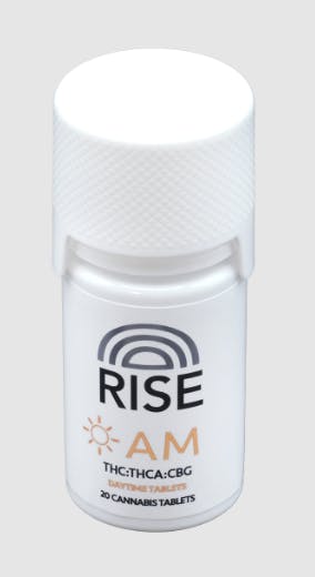 Product: AM Tablets | 10mg THC x 10mg THCA x 10mg CBG | 20pk | RISE