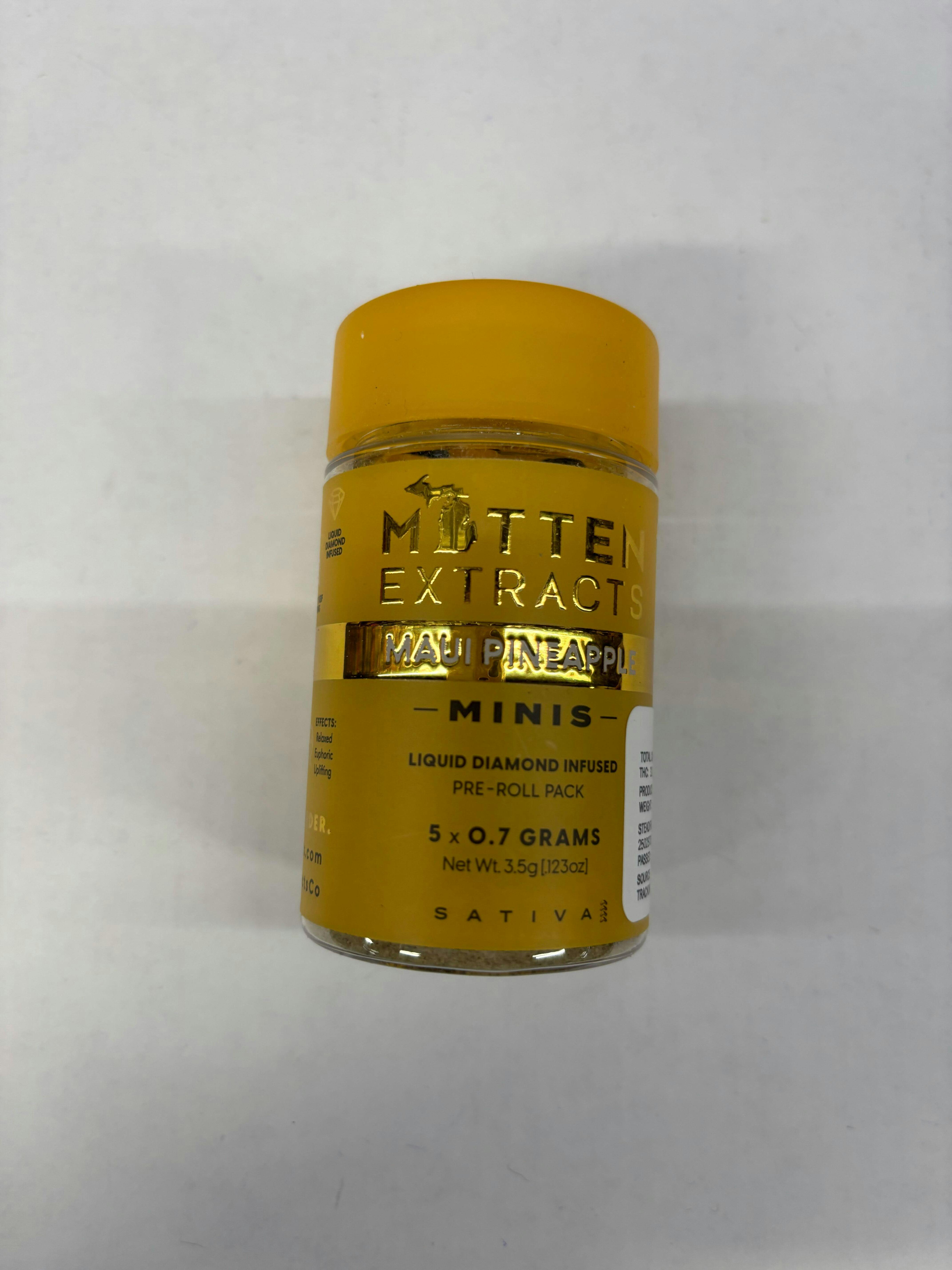 Mitten Extracts - Maui Pineapple (S) - 5 x .7g Infused Prerolls