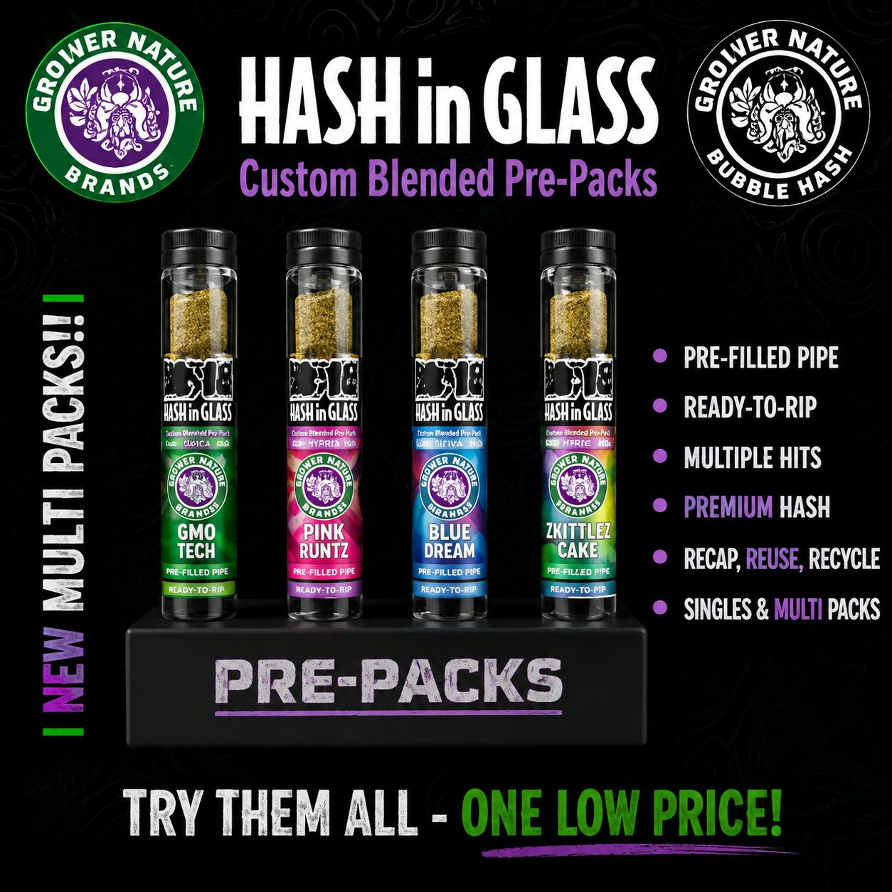 Brother Nature - 3-Pack .5g Bubble Hash Infused Prerolls - Flight Pack