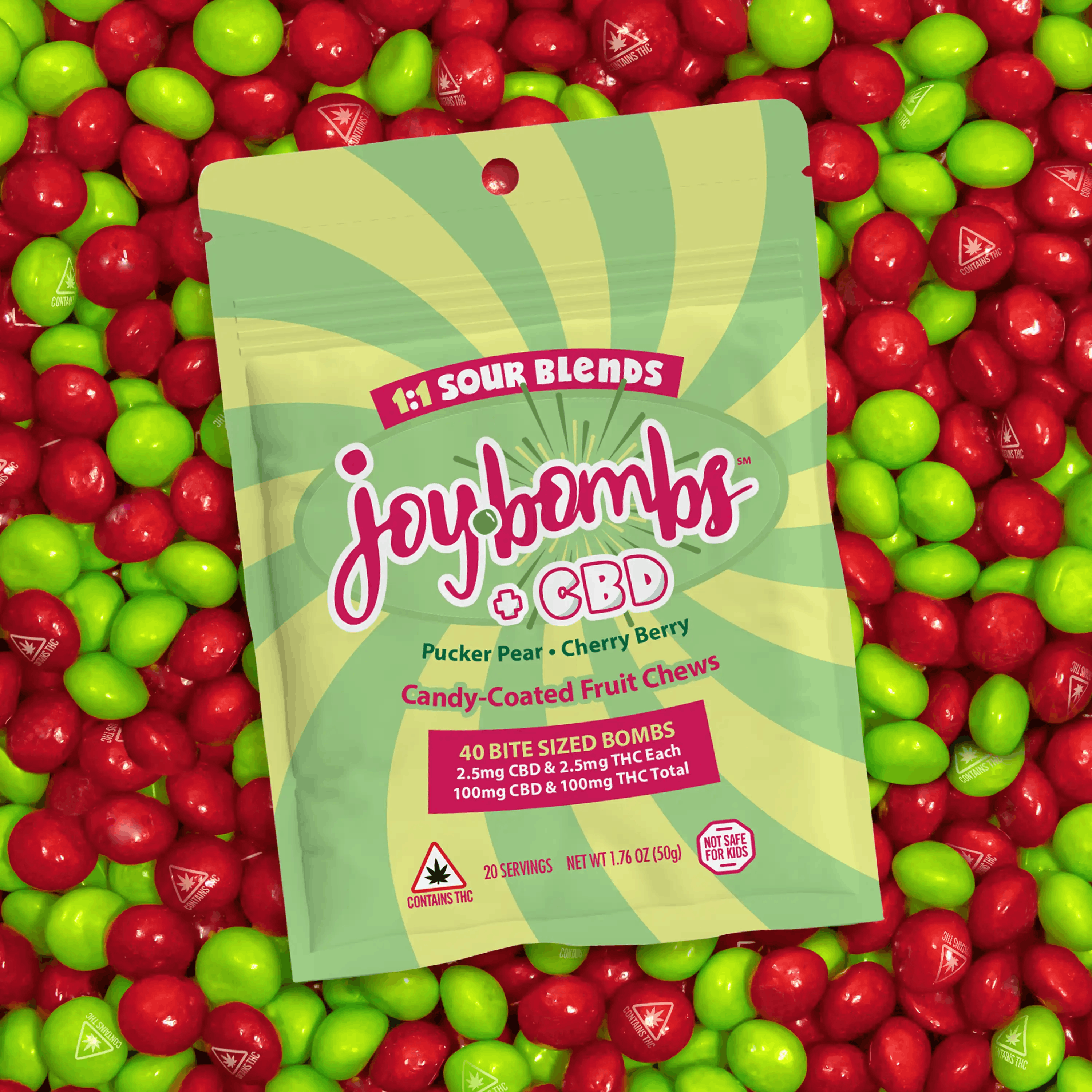 image of Joy Bombs THC + CBD 1:1 Sour Blends (40pk / 100mg THC)