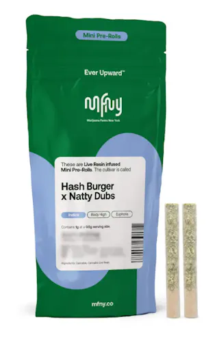 Hash Burger X Natty Dubs | Resin Infused Pre-Rolls | 2pk | 1g-active