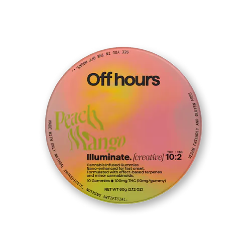 Off Hours Gummies ‘Illuminate’ | 10:2 THC:CBG | Peach Mango [H]-active
