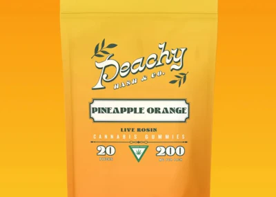 Peachy Hash & Co - 200mg Live Rosin Gummies - Pineapple Orange - EDIBLES by Peachy Hash & Co. at King of Budz
