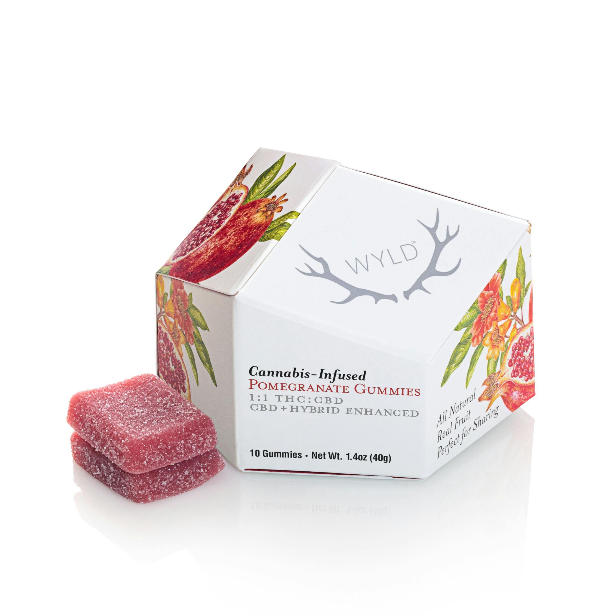 WYLD | Pomegranate | 1:1 CBD + Hybrid Enhanced Gummies