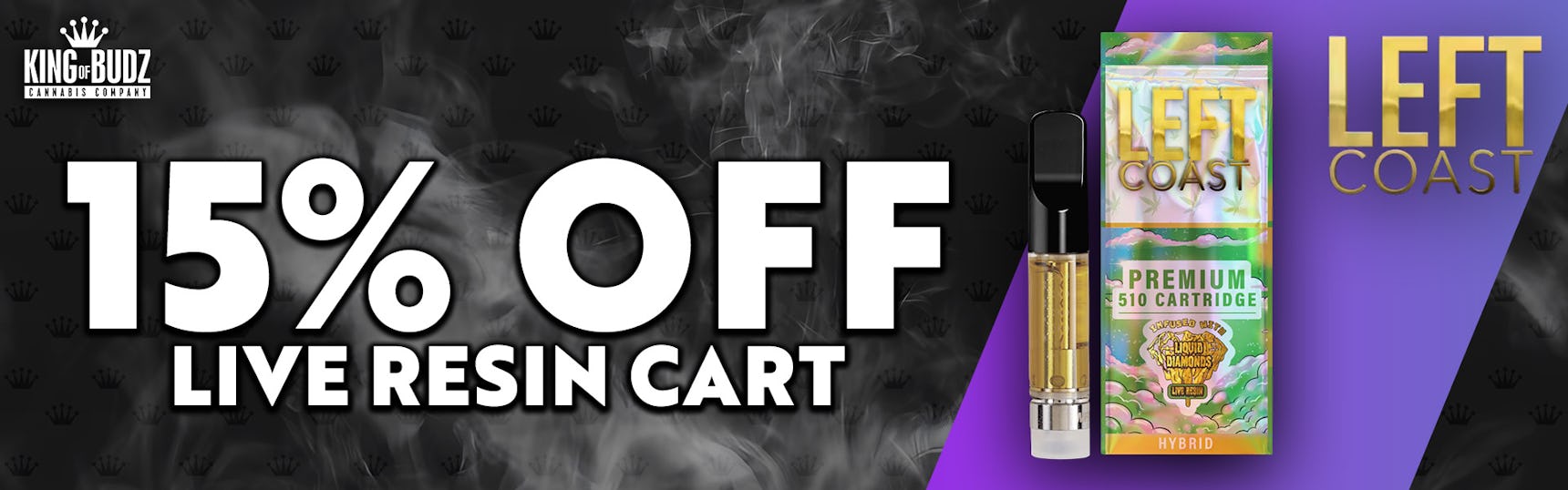Left Coast - 1g Live Resin Cart - 15 Percent OFF