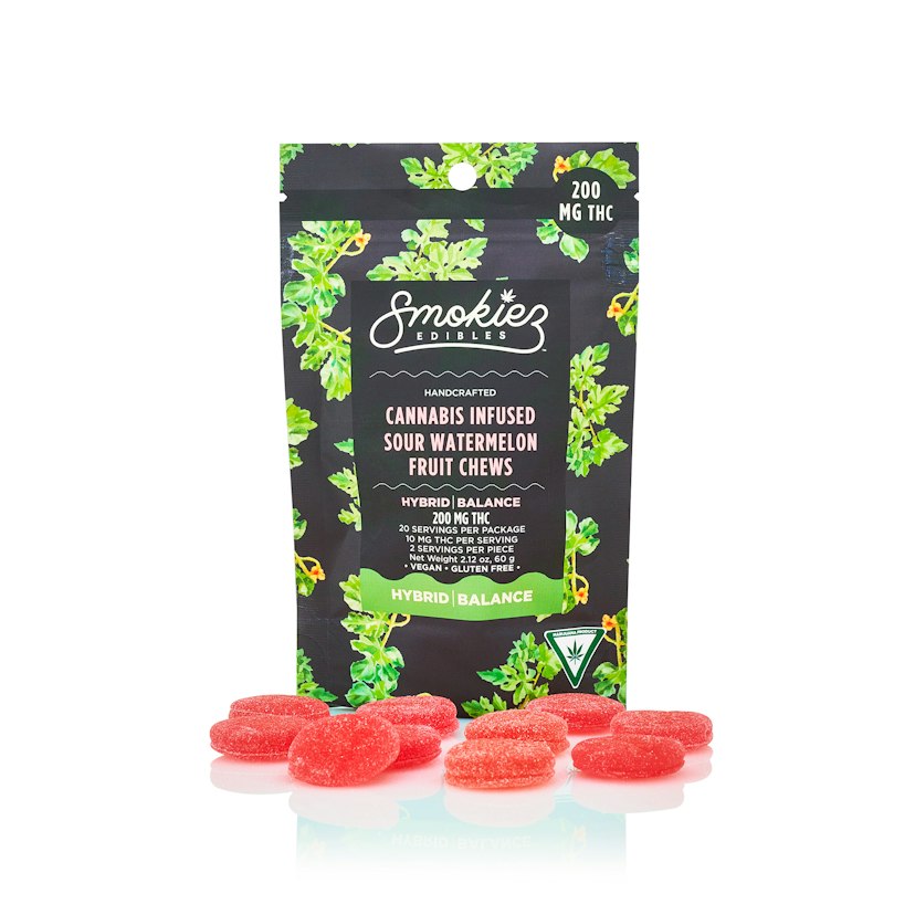 Sour Watermelon Hybrid 200mg THC Fruit Chews