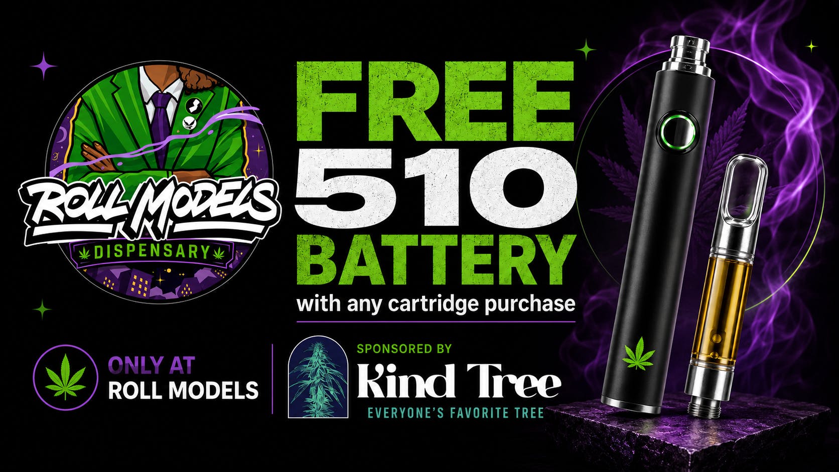 FREE 510 Battery With Any Cartridge Purchase