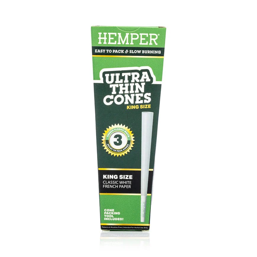Accessories | Hemper | Paper Cones | Classic White King Size | 3pk