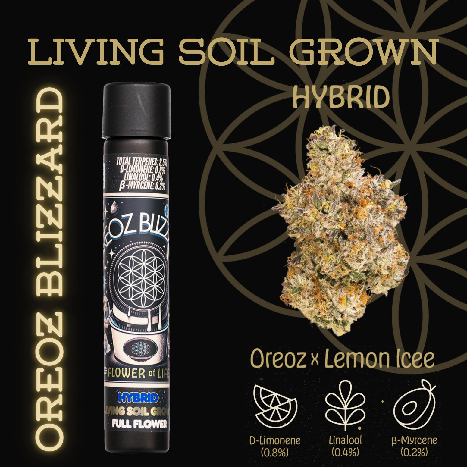 Product: Flower of Life | Pre-Roll - 1g - Oreoz Blizzard