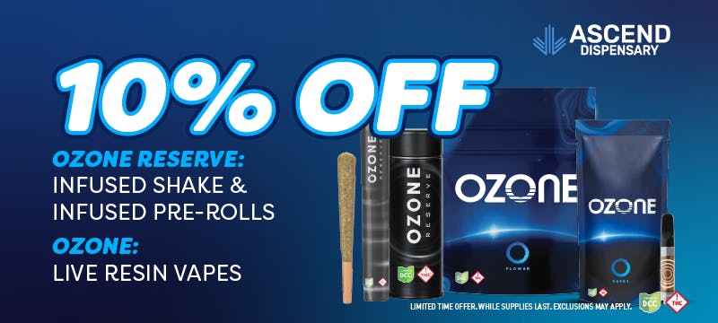 10% off Ozone LR Vapes & Ozone Reserve Infused products