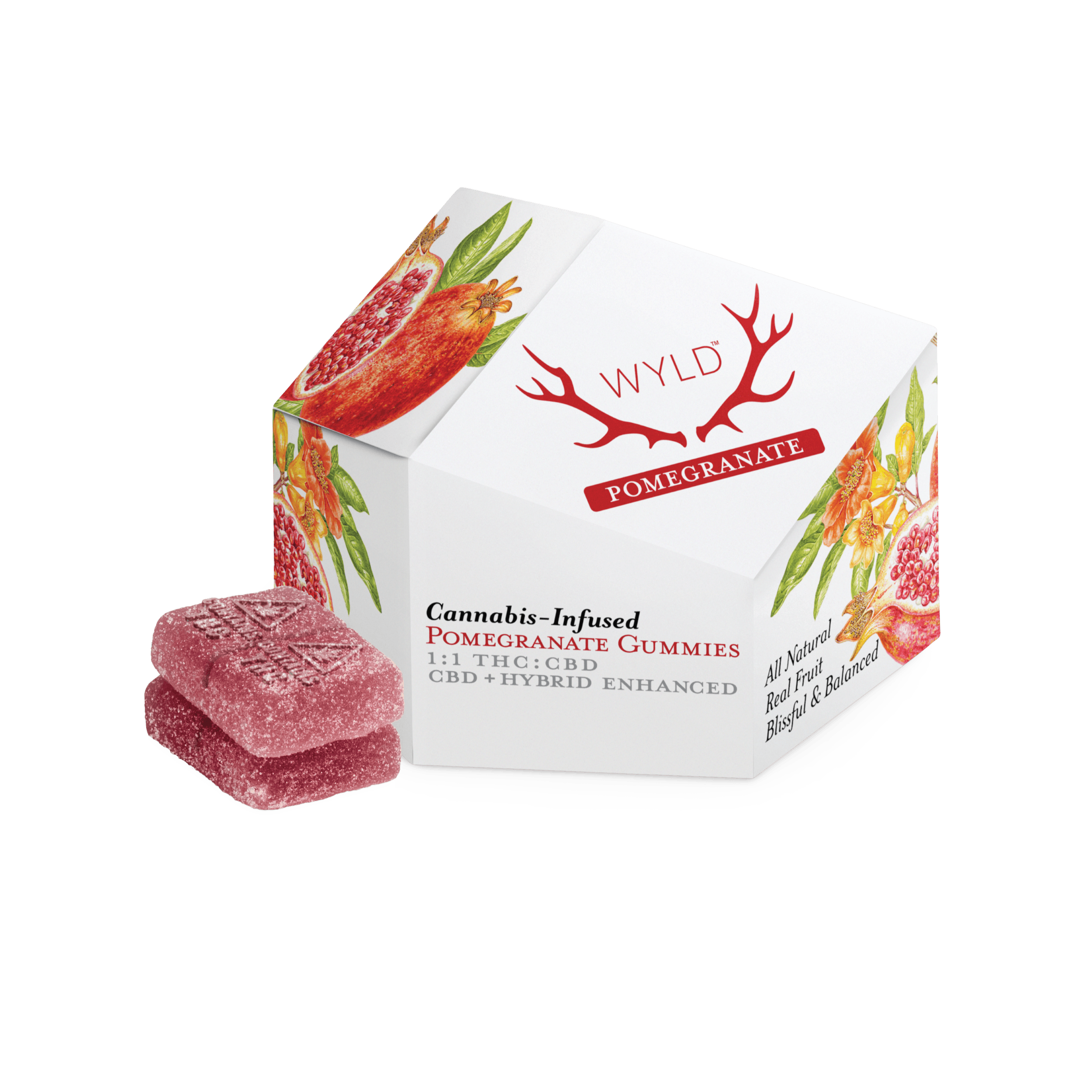 Photo of Pomegranate 1:1 CBD + Hybrid Enhanced Gummies