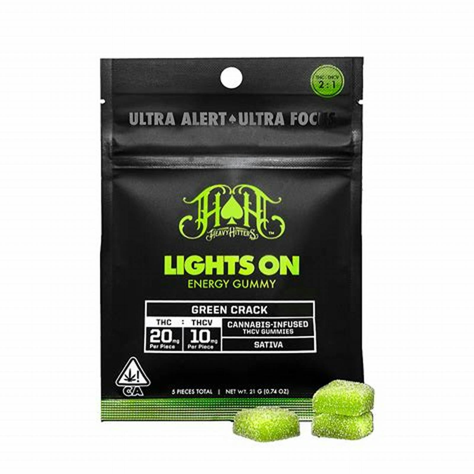 Green Crack | Sativa - Lights On THCV Energy Gummies - 100mg THC | 50mg THCV-1