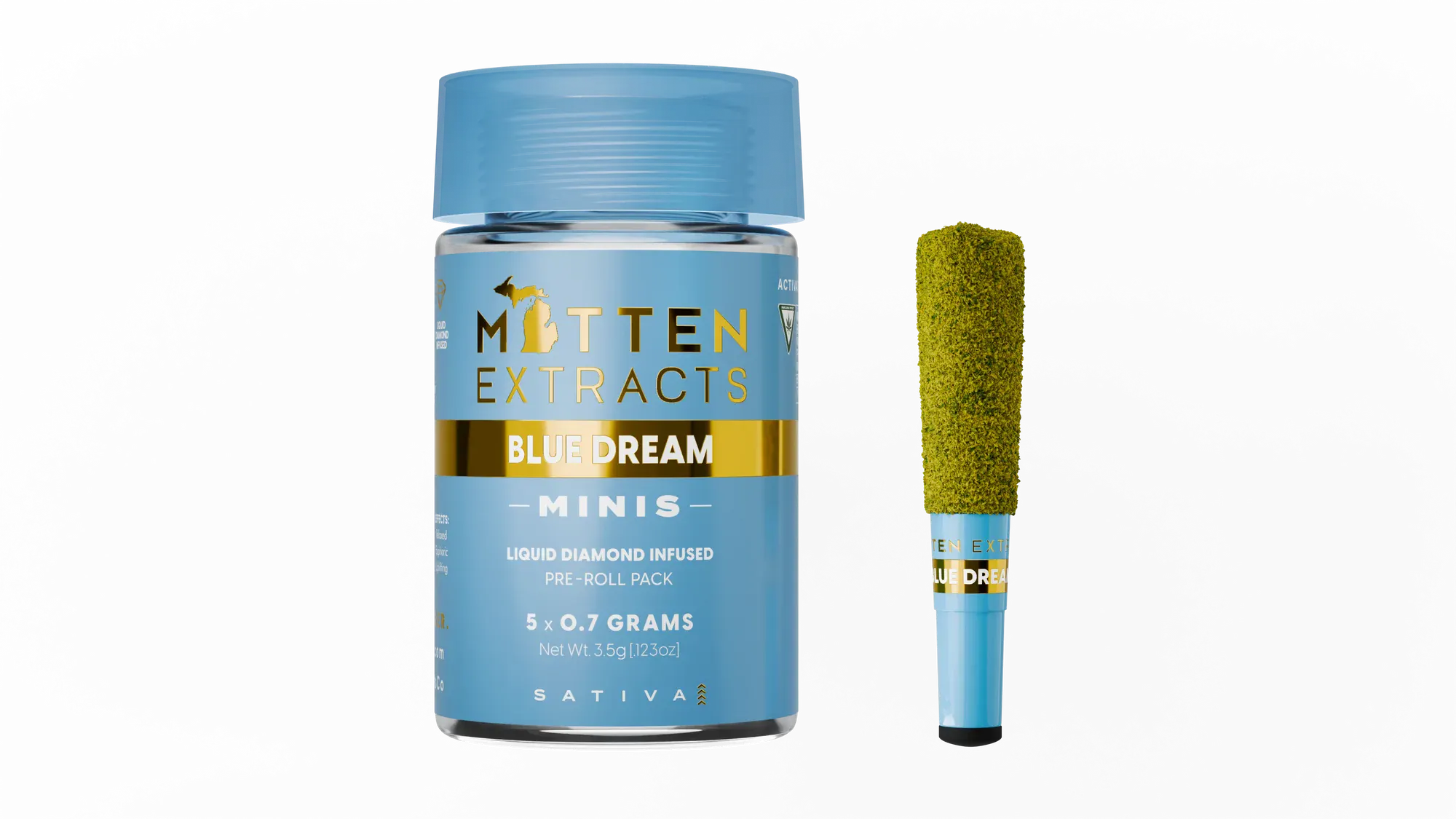Mitten Extracts - .7g Infused Mini Preroll 5pk - Blue Dream Sativa