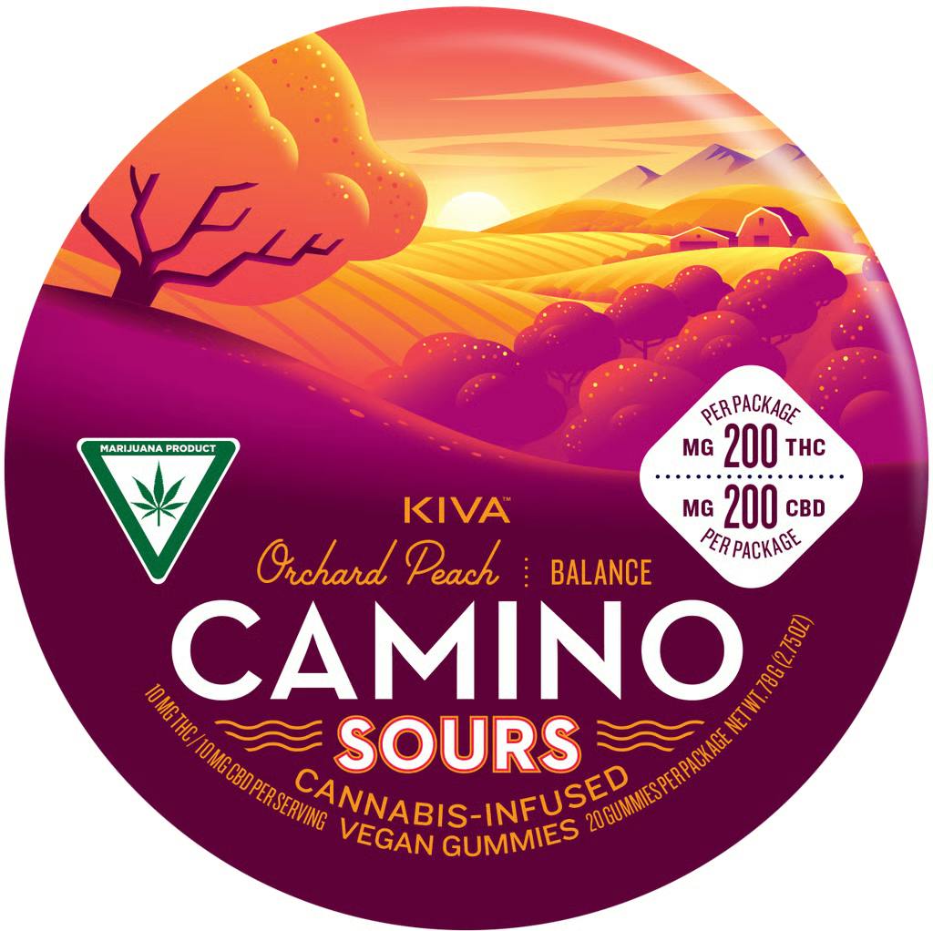 Camino - 200mg THC : 200mg CBD Gummies - Sour Orchard Peach