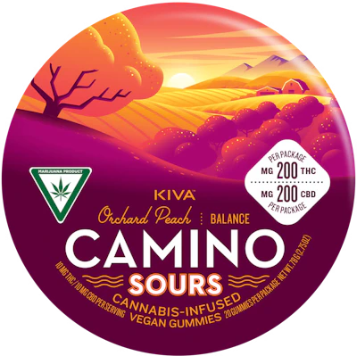 Camino - 200mg THC : 200mg CBD Gummies - Sour Orchard Peach