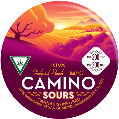 Camino - 200mg THC : 200mg CBD Gummies - Sour Orchard Peach