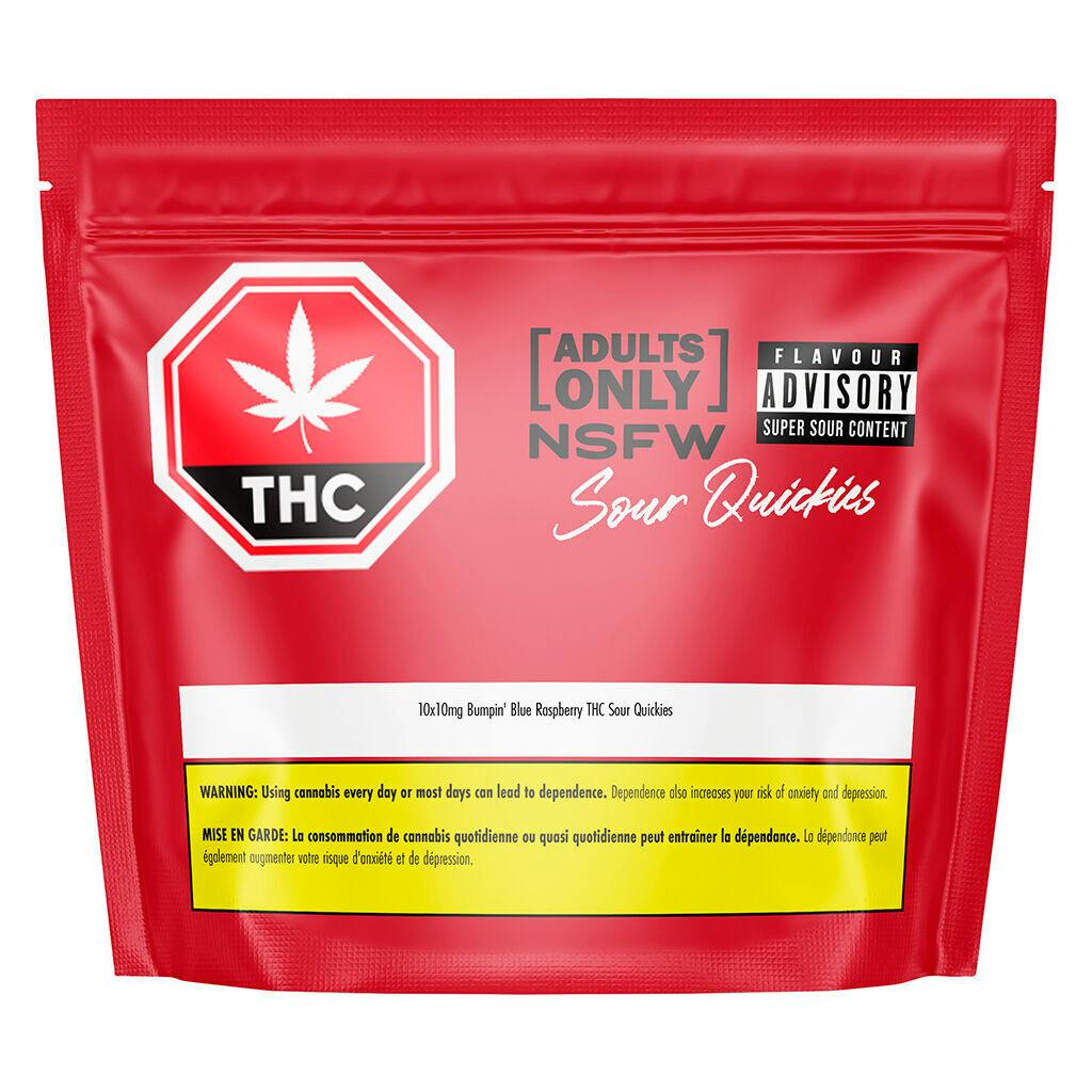 Adults only - nsfw bumpin' blue raspberry thc sour quickies - 10x1 pack