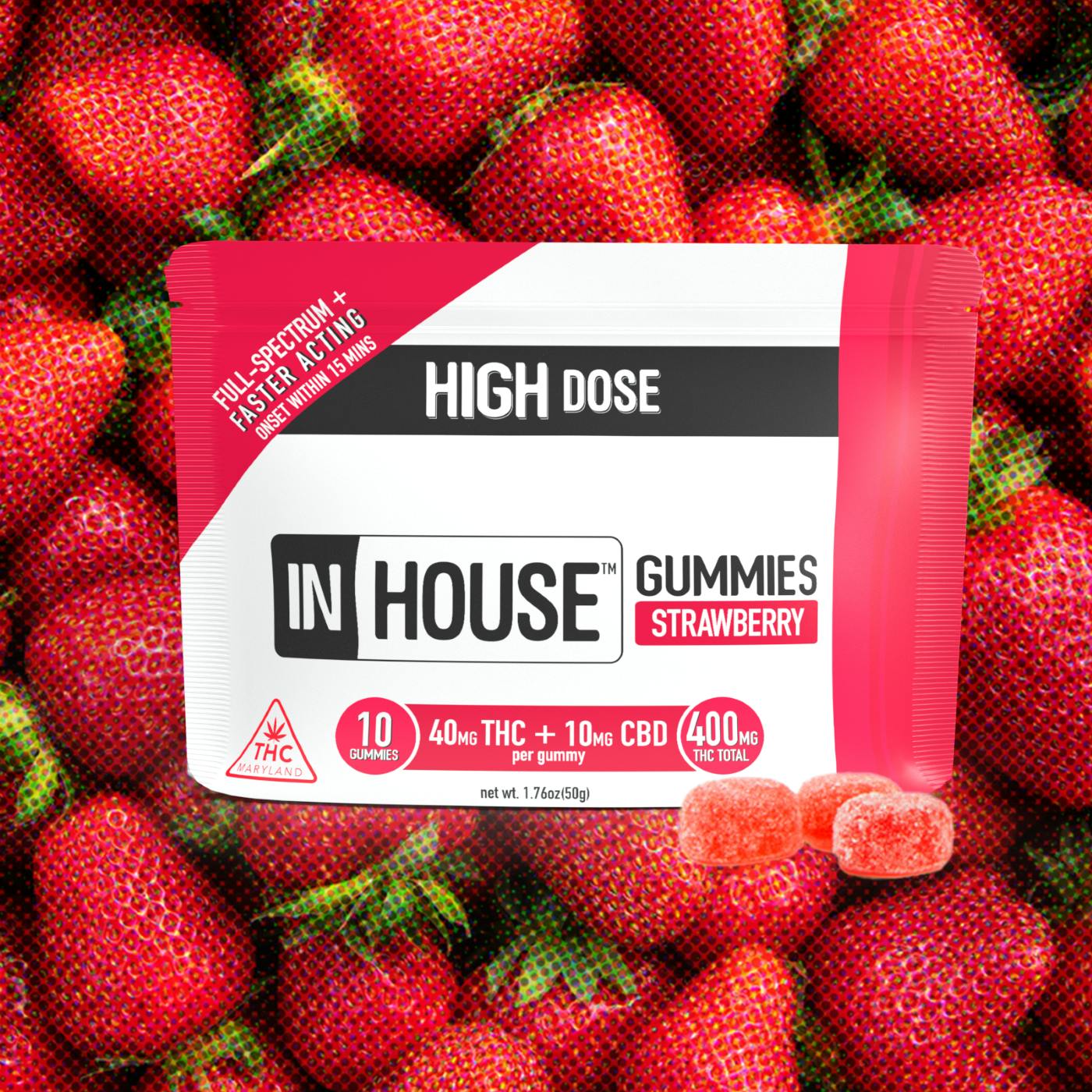 Image of Strawberry 5:1 THC:CBD - 20pk 500mg Gummies product