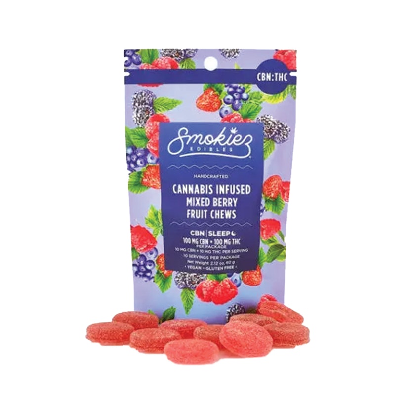 Smokiez Edibles: 1:1 THC/CBN Mixed Berry Fruit Chews (I) 100mg