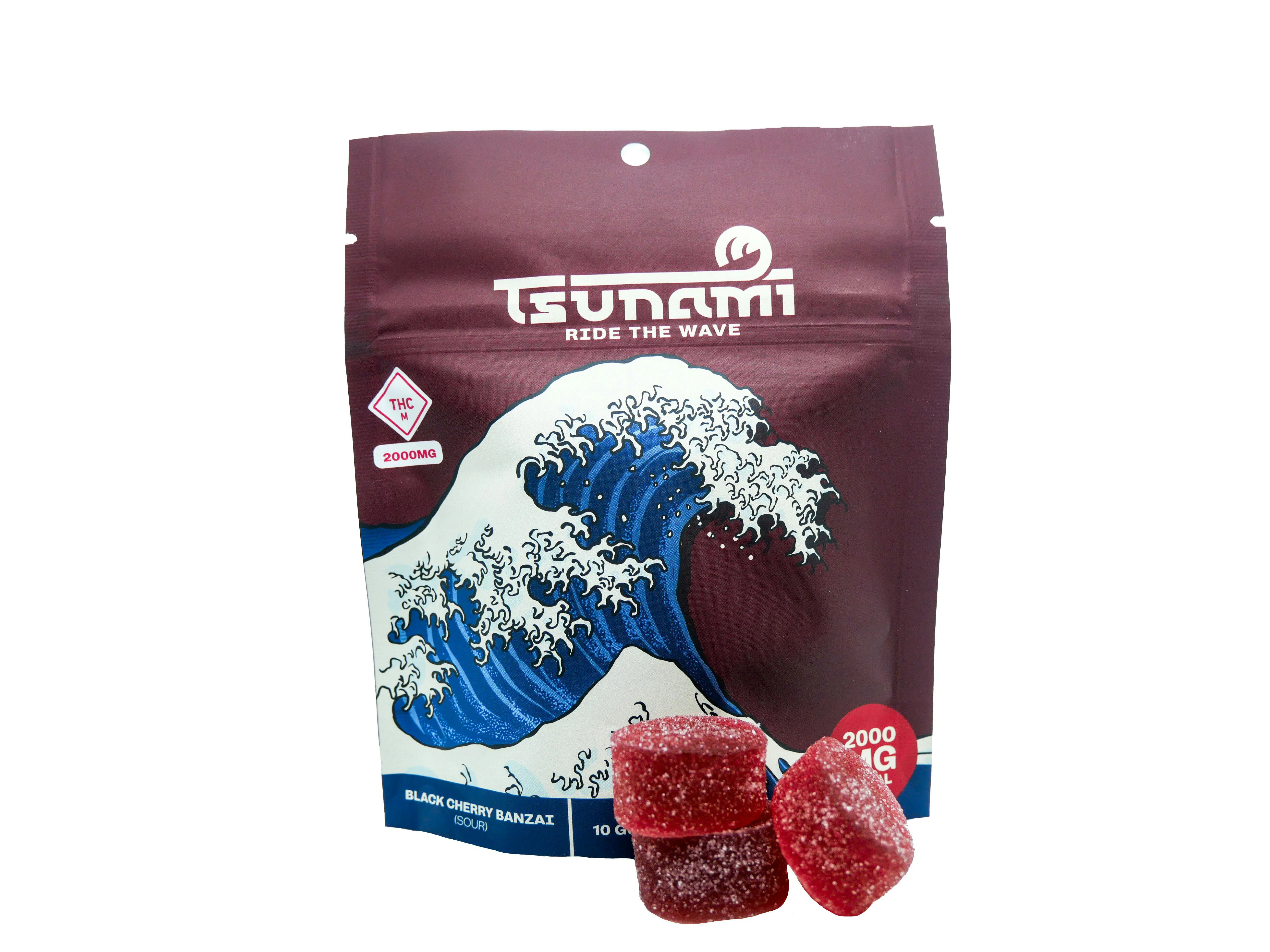 Tsunami Gummies | Black Cherry Banzai (Sour) | 2000mg | 10pk