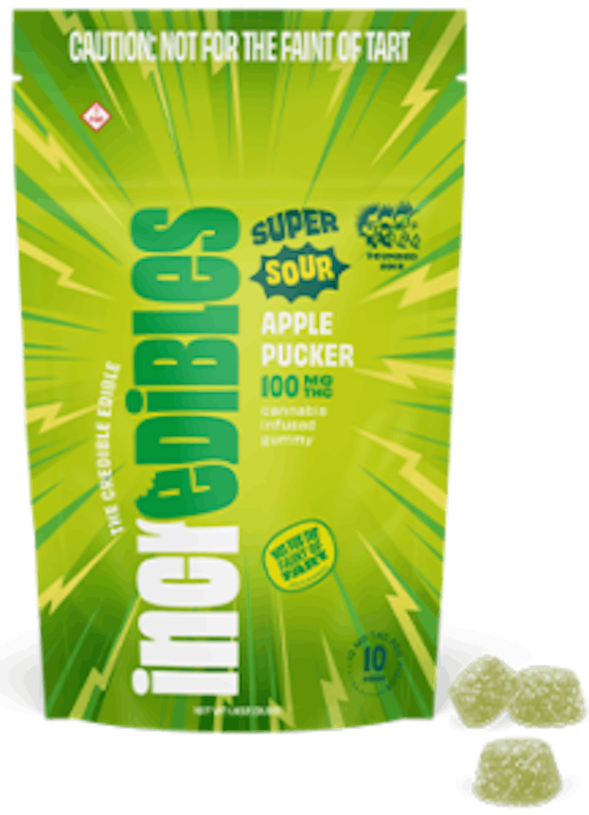 Image of Super Sour Apple Pucker – 100mg Gummies – Incredibles – GTI