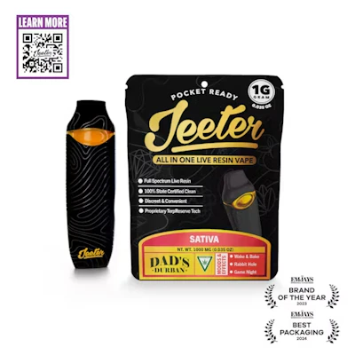 Jeeter - 1g Live Resin Disposable - Dads Durban - DISPOSABLES by Jeeter at King of Budz