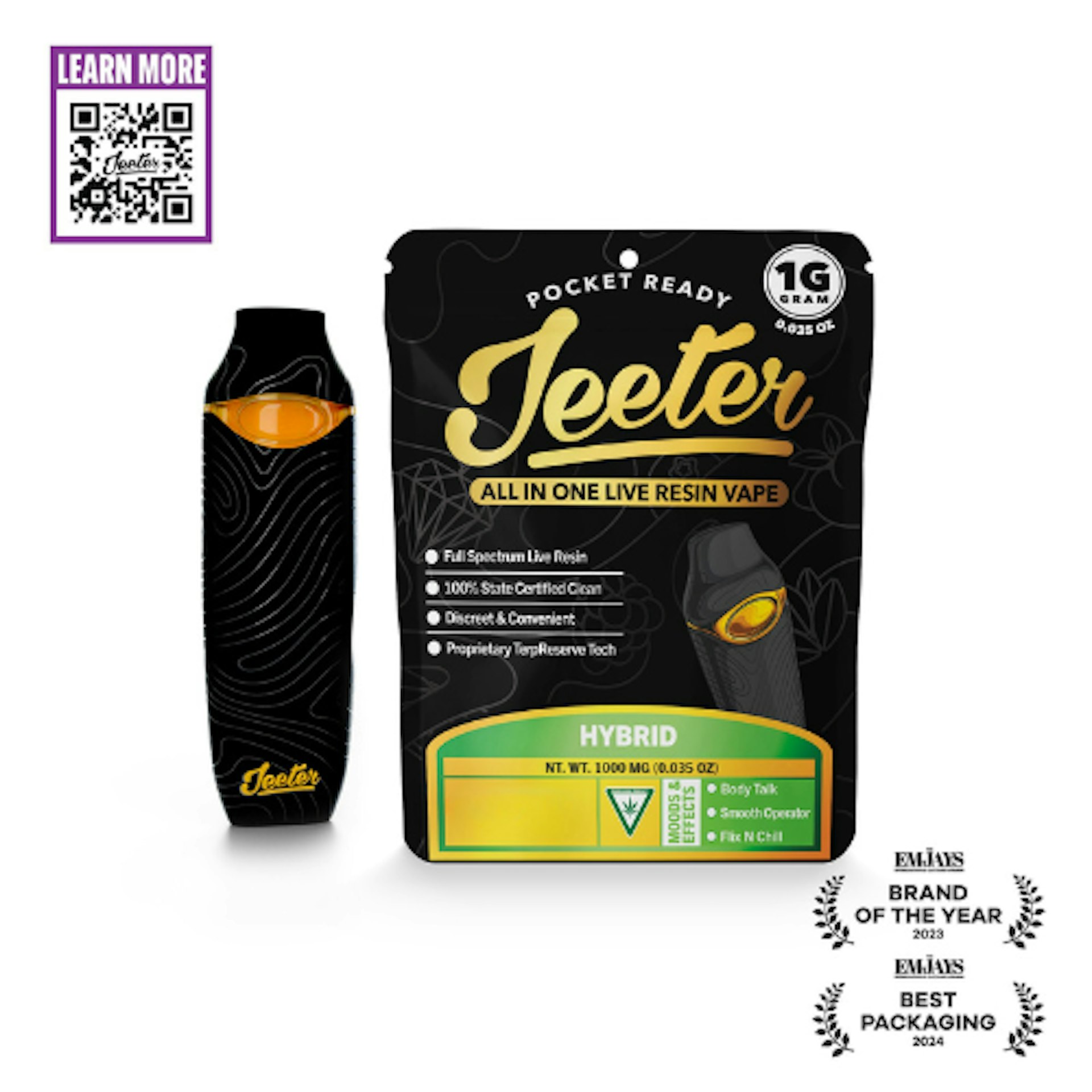 Jeeter AIO - Green Jacket Kush 1G Live Resin Disposable