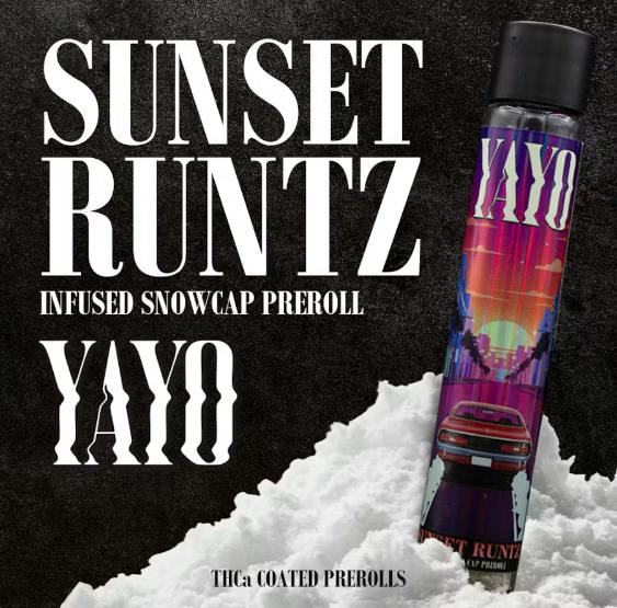 Yayo Sunset Runtz - Snowcap Infused Pre Roll Indica by Nura Cannabis – Pre-Rolls at Gatsby Cannabis