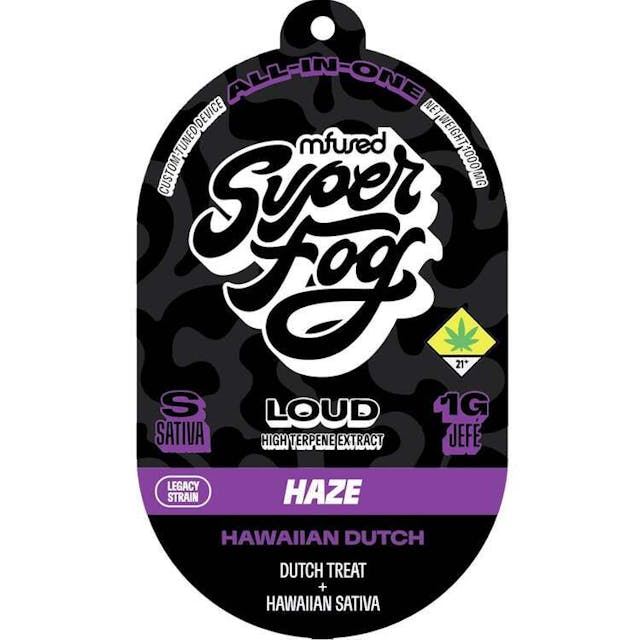 TYPE: Sativa GENETICS: Dutch Treat x Hawaiian Sativa CLASSIFICATION: Legacy Strain / Haze Profile -- Hawaiian Dutch is a legacy delight that combines the best of Hawaiian and Dutch genetics. Its fruity, floral aroma and uplifting effects are perfect for a sunny day. Feel the island vibes and escape to paradise with Hawaiian Dutch. -- LOUD is a Live Resin High Terpene Extract made from fresh, never-frozen cannabis flower grown by our trusted partner farms in each state. Our extraction process preserves the natural flavors and aromas, delivering a complex, flavorful and aromatic experience. -- Powered by the Mfused Jefé: + Live resin extracts + New ergonomic shape is comfortable, discreet and convenient + Custom-designed atomizer is tuned for the most authentic expression of our extracts + Designed, tested and developed in the U.S. with our aerosol testing laboratory + Spark Button allows for a fully customized cannabis experience + Button controls device ON/OFF, cold-start and variable temperature settings + Fast charging via USB-C with multi-day battery endurance + Zero artificial additives or flavoring + Independently tested to ensure product safety