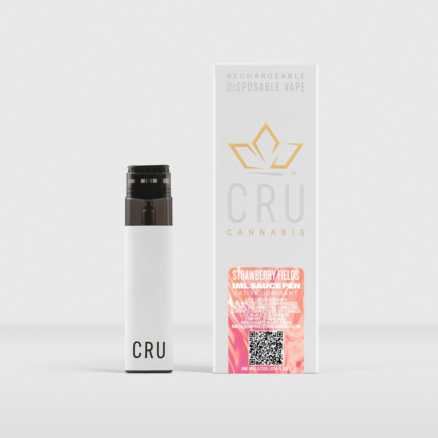 CRU 1ml Sauce Vape Disposable Strawberry Fields (Sativa)