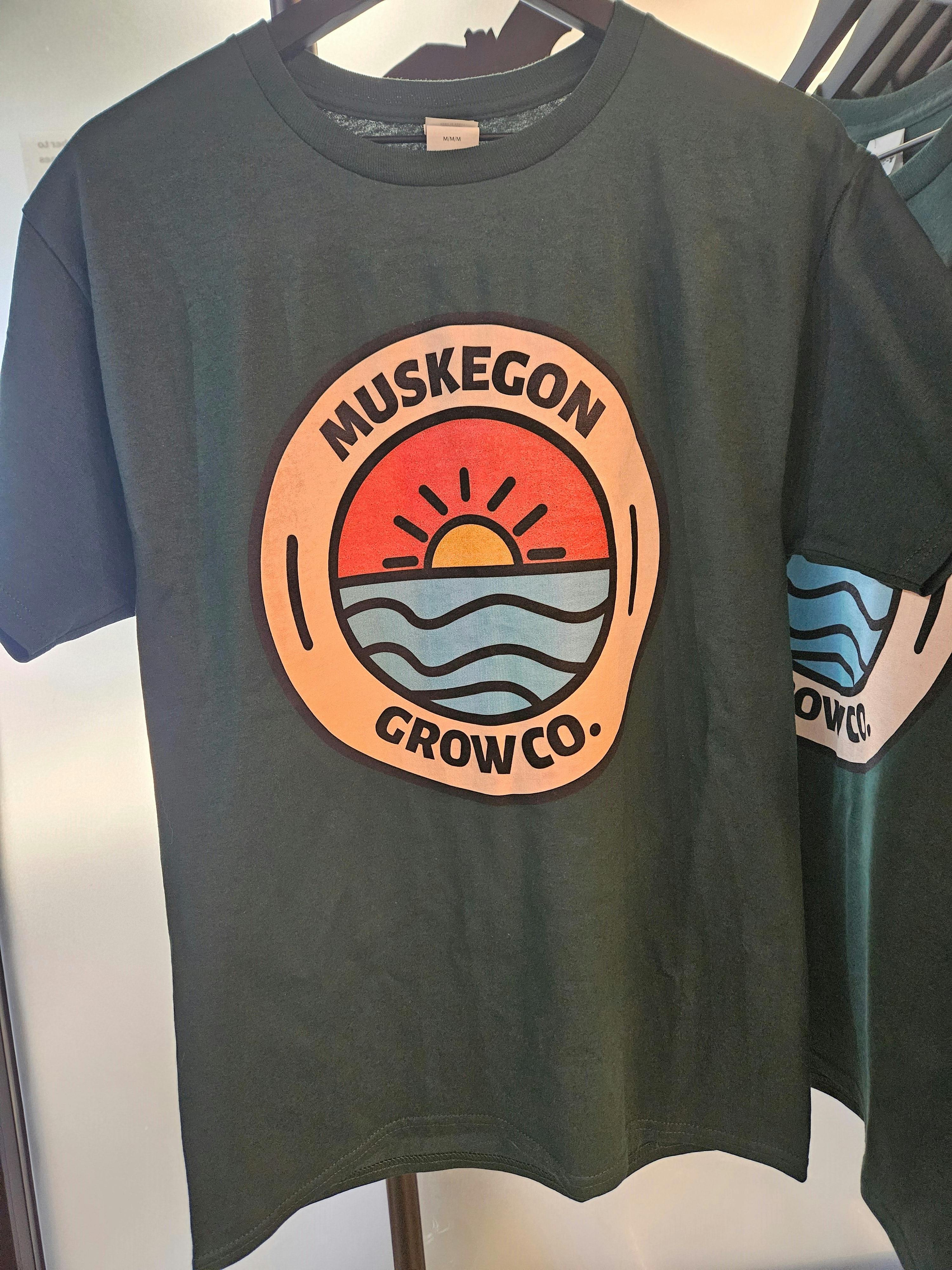 Product: Muskegon Grow Co. | Forest Green Lake Logo T-Shirt | Various Sizes