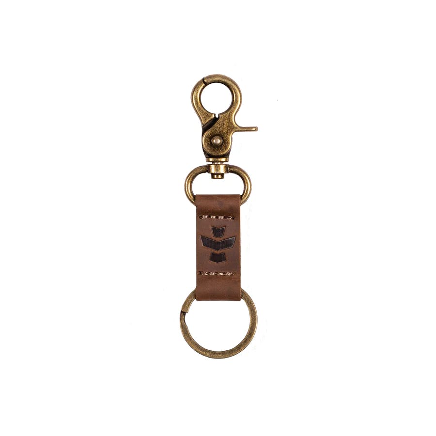Revelry | Leather Keychain with Clip | Brown