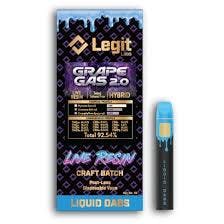 Product: Legit Labs | Live Resin Disposable - 1g - Grape Gas