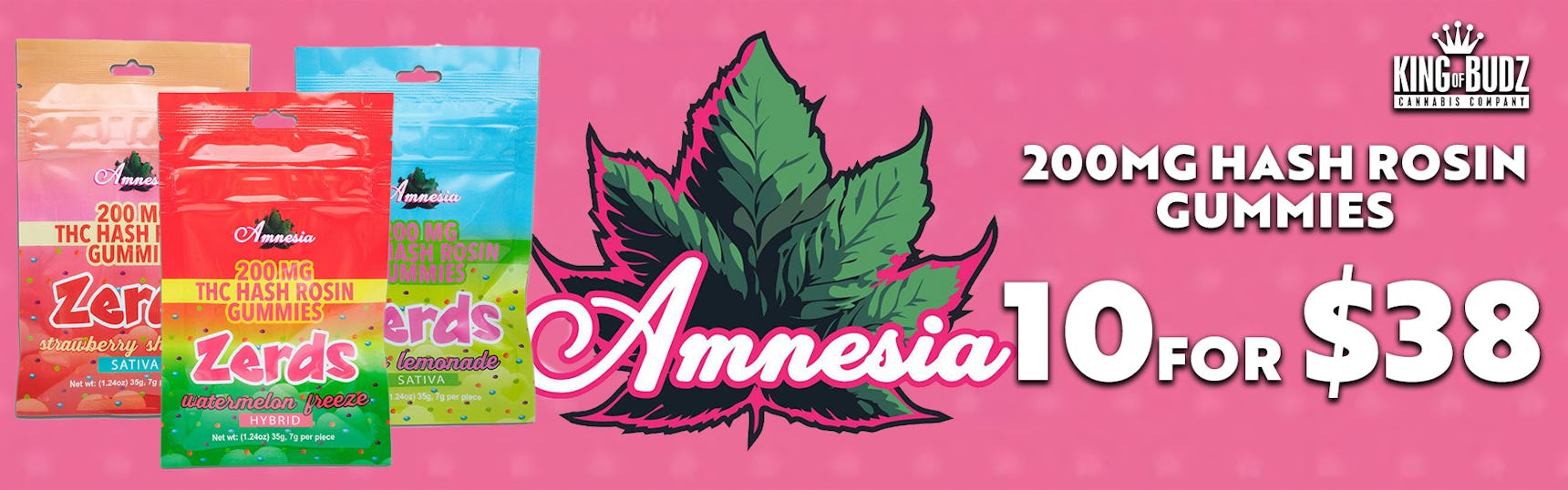 Amnesia 200MG Zerds Gummies 10 For $38