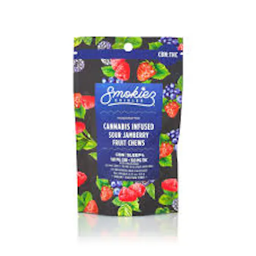 CBN:THC 1:1 Sour Jamberry 100mg CBN:100mg THC Fruit Chews-1