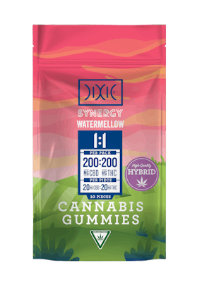 Product: Dixie | Watermellow Synergy 1:1 CBD:THC Gummies | 200mg:200mg*